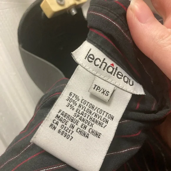 Vintage Le Chateau Black, Red & Silver Pinstriped Shirt - Picture 4 of 5